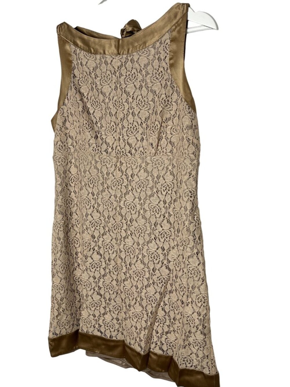 Alexia Admor Women's Small Gold Lace Sheath Mini Dress Sleeveless Cocktail